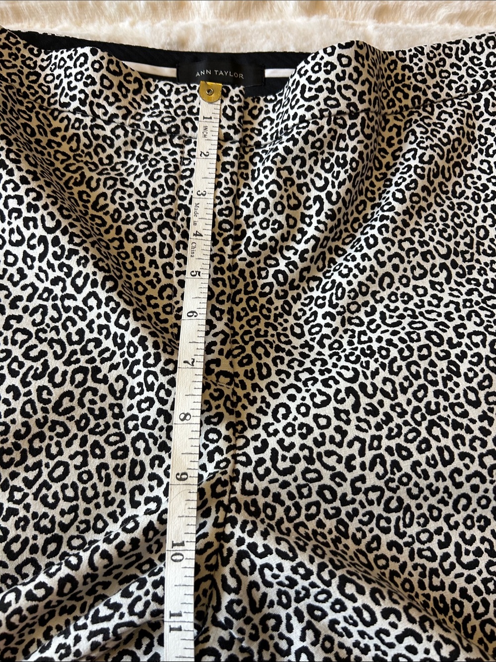 Ann Taylor Black & White Leopard Straight Leg Cuffed Pants - Picture 5 of 8